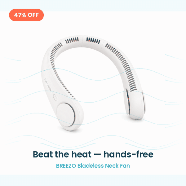 Glamozona bladeless neck fan airflow animation, 47% off