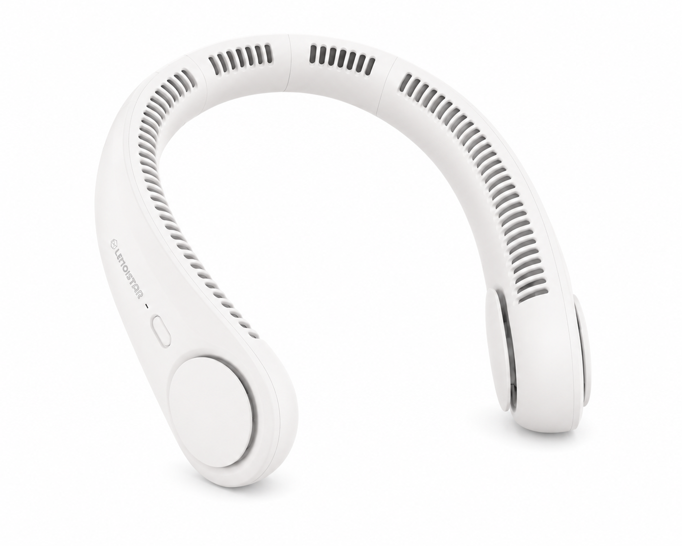 Glamozona bladeless neck fan in white, hands-free design