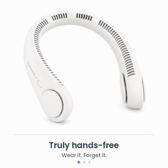 Glamozona bladeless neck fan shown from multiple angles